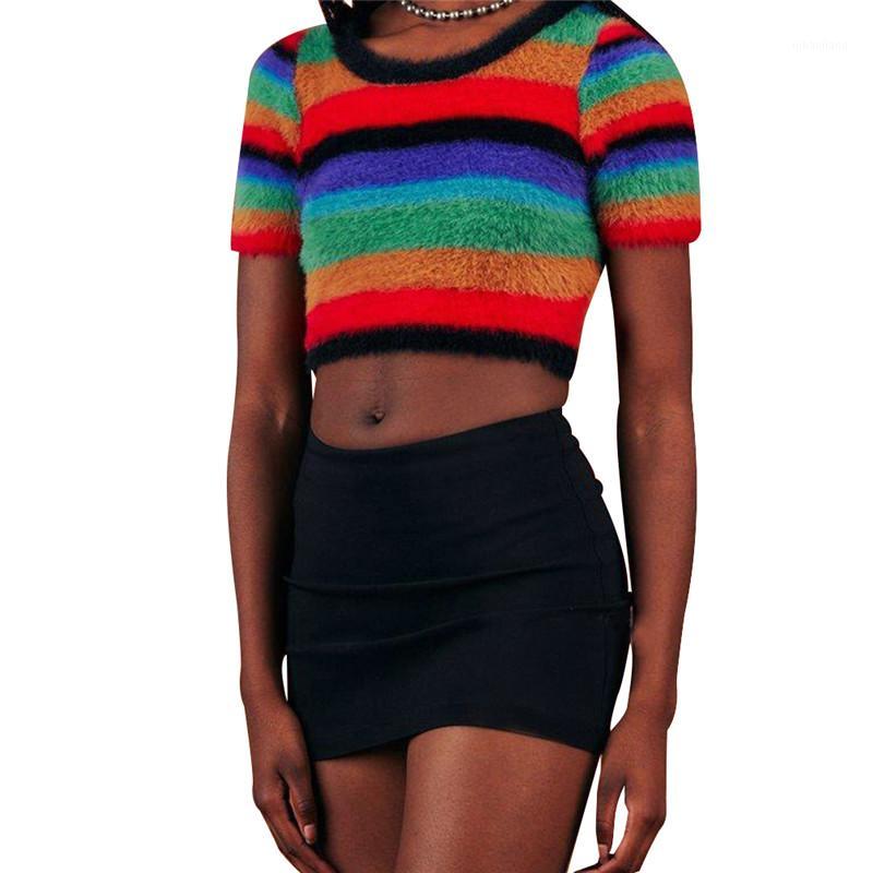 Rainbow Striped Crop Sweater O Neck Short Sleeve Women Short Mohair Sweater Spring Autumn Sexy Stripe Female Pullover1, As pic
Rainbow Striped Crop Sweater O Neck Short Sleeve Women Short Mohair Sweater Spring Autumn Sexy Stripe Female Pullover1, As pic