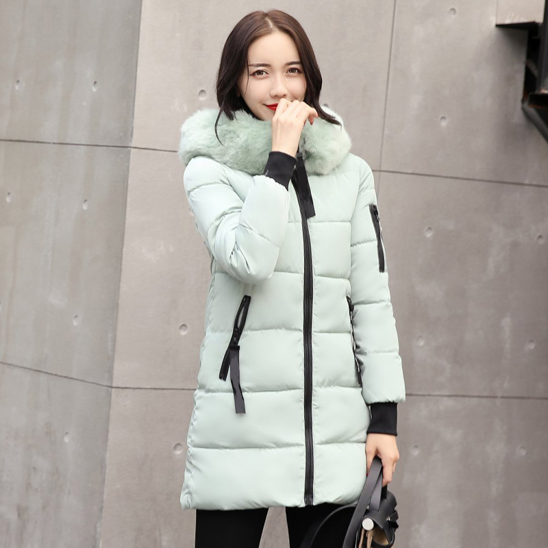 Womens Winter Jacket With Fur Collar Long Parka Outwear Warm Hooded Coat For B4