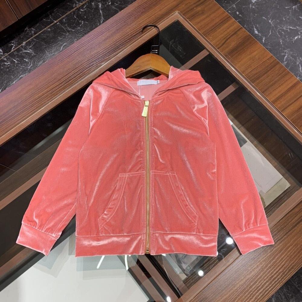 7159 Top brand children's Pink leisure sports suit color diamond decorative velvet clothing home cardigan with hat 3-10 years ol Y1117