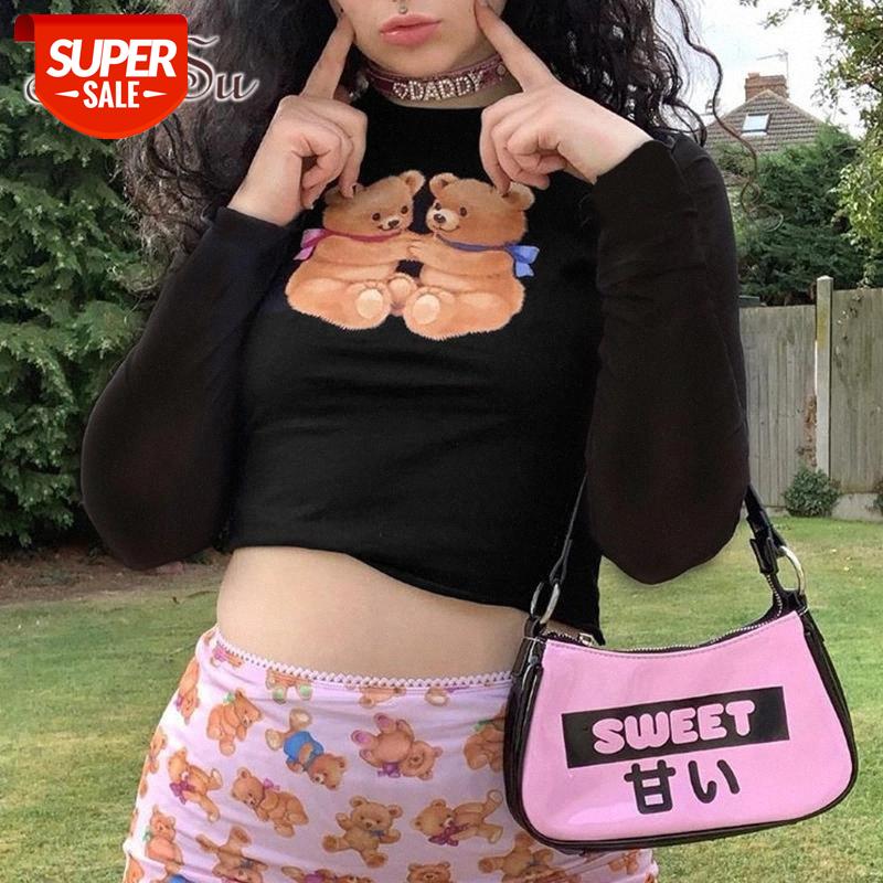 ArtSu Cartoon Bear Black T shirt Kawaii Cute Shirt Graphic Tees Womens Long Sleeve Tops Basic Tshirt Femme Streetwear ASTS21300 #gj05, White 
ArtSu Cartoon Bear Black T shirt Kawaii Cute Shirt Graphic Tees Womens Long Sleeve Tops Basic Tshirt Femme Streetwear ASTS21300 #gj05, White