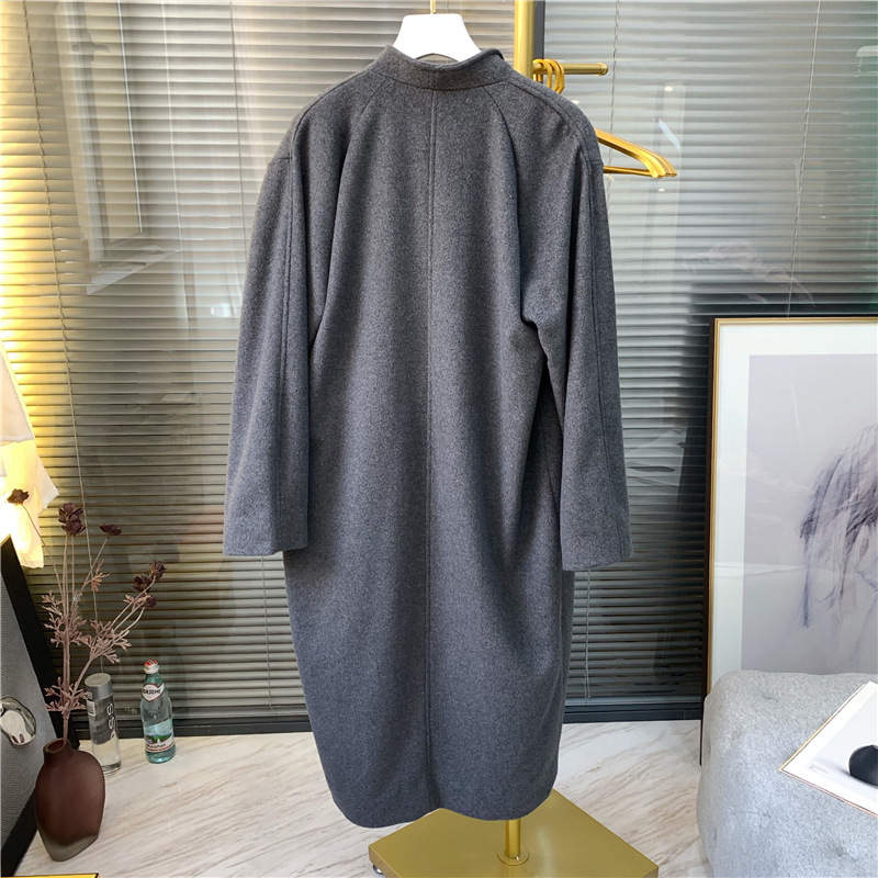 Women Trench Autumn /Winter Classic Woolen Coat Nordic Double Breasted Gray Wool & Blends Long Womens Long Coat 201216