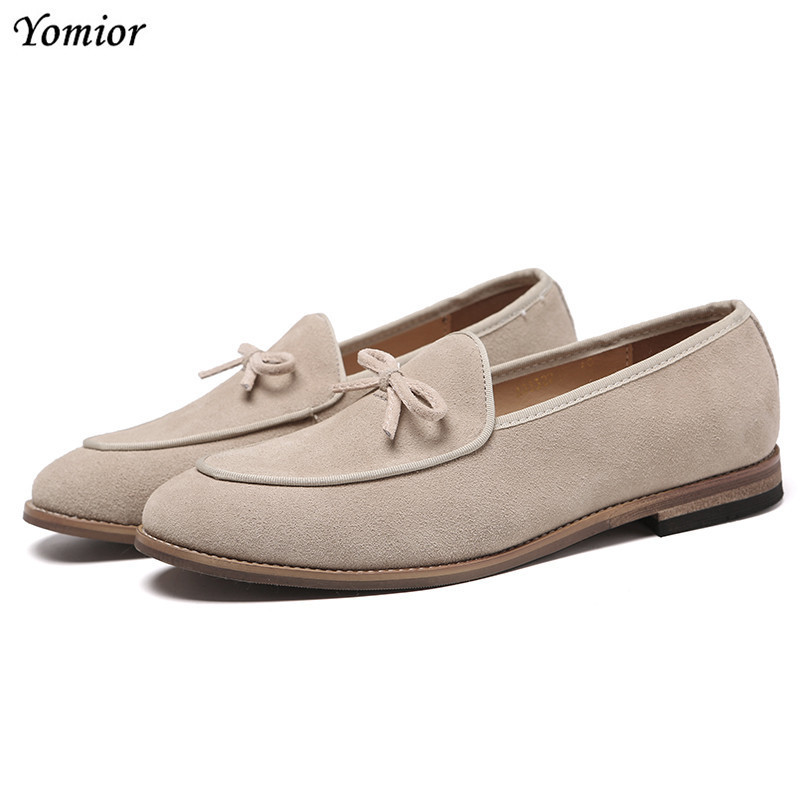Yomior Real Leather Cowhide Men Shoes Vintage Formal Dress Shoes Business Office Flats Loafers Big Size Wedding Casual Shoes Y200420