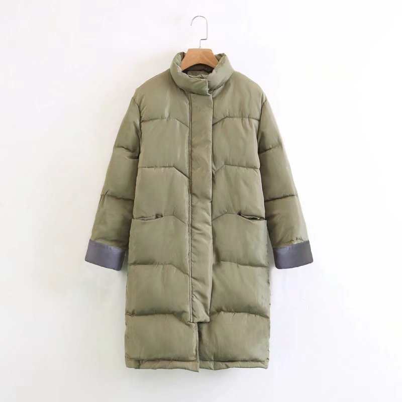 Winter new style standup collar long loose plus size warm cotton padded jacket coat women bread coat 201019