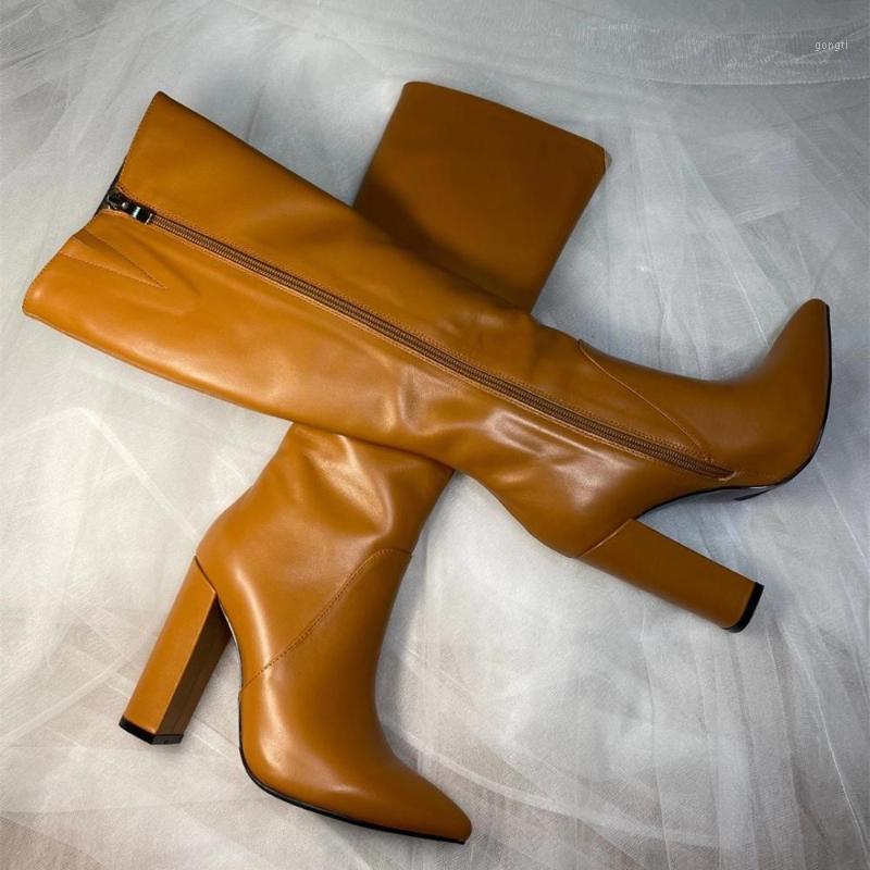 Autumn Women's High quality Genuine leather knee boots Chic pointed toe high heeled biker boots EU35-42 BY8301, Brown
Autumn Women's High quality Genuine leather knee boots Chic pointed toe high heeled biker boots EU35-42 BY8301, Brown