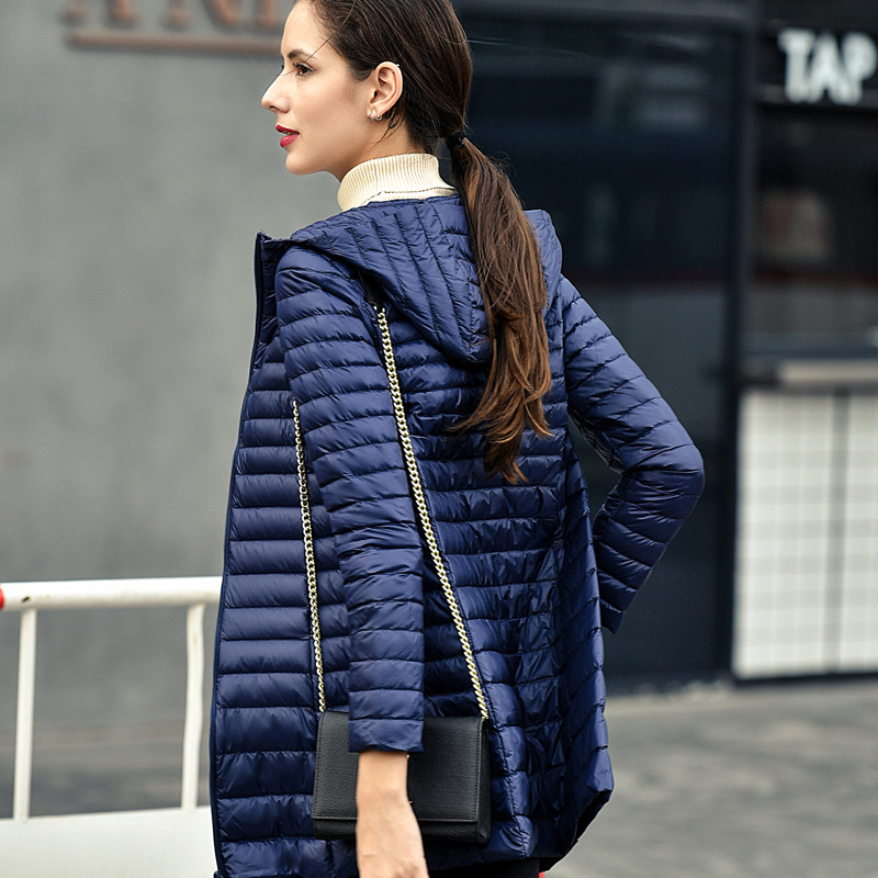 Long Ultra Light 80% White Duck Down Jacket Women Winter Coat Thin Female Winter Slim Long Warm Jacket Windproof Down Coat 4xl T200319