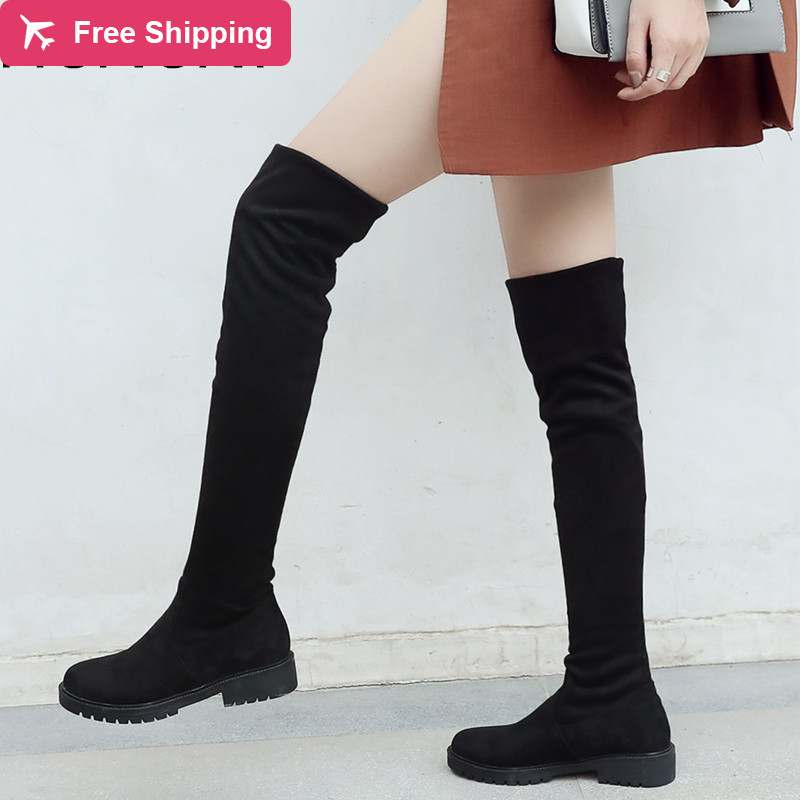 Bigger size 33-43 new women's shoes black on the knee sexy female autumn lady thigh high boots, Black fabric.
Bigger size 33-43 new women's shoes black on the knee sexy female autumn lady thigh high boots, Black fabric.