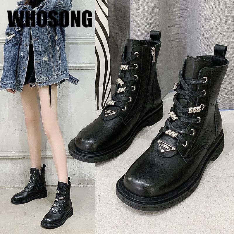 Women Boots Girls Genuine Leather Botas Platform Flats Woman Ankle Boots Ladies Round Toe Shoes Female Brand Motorcycle, Black
Women Boots Girls Genuine Leather Botas Platform Flats Woman Ankle Boots Ladies Round Toe Shoes Female Brand Motorcycle, Black