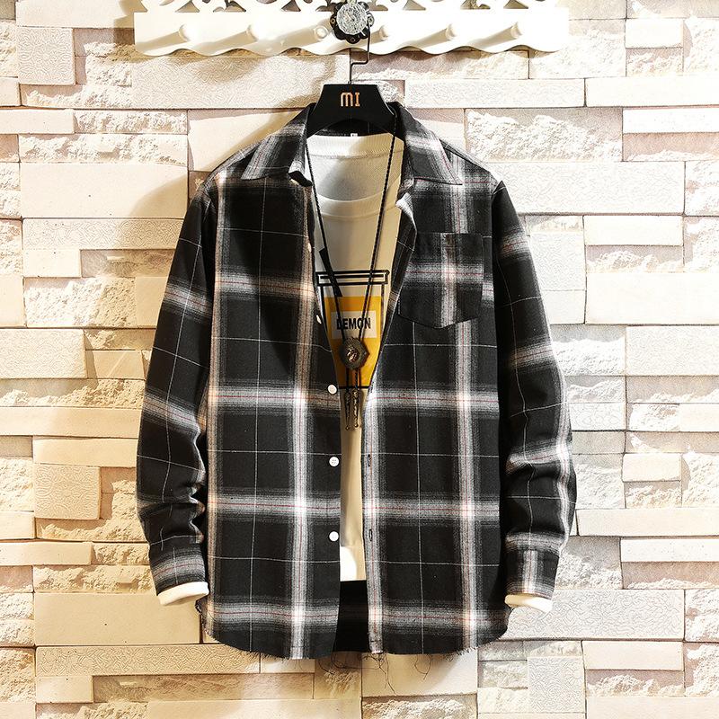 #0153 Japanese Style Vintage Casual Plaid Shirts Men Long Sleeves Streetwear Lapel Collar White Black Mens Shirts Spring 2020
#0153 Japanese Style Vintage Casual Plaid Shirts Men Long Sleeves Streetwear Lapel Collar White Black Mens Shirts Spring 2020