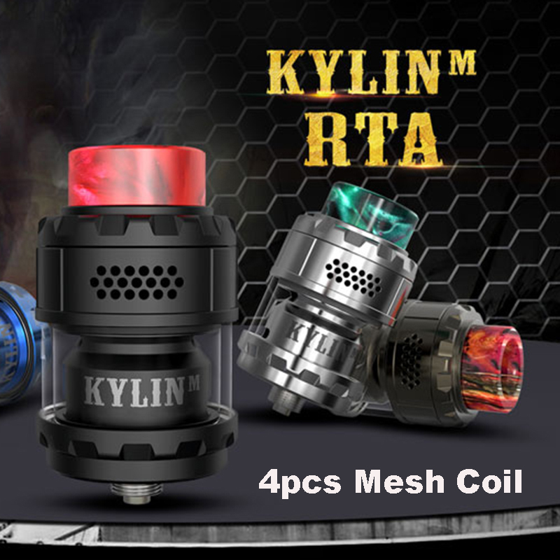

Top Quality Kylin M RTA Mesh Coil Base 24mm 3ml/4.5ml Tank Atomizer Top Honeycomb Airflow Large Build Deck Vaporizer Tanks