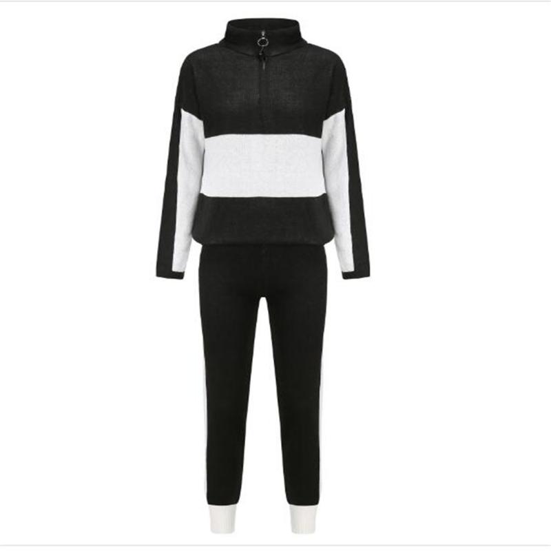 High Quality Women Stand Collar Half Zipper Long Sleeve Striped Sweater + Lace-Up Kniting Pants 2 Piece Casual Sport Suits, White
High Quality Women Stand Collar Half Zipper Long Sleeve Striped Sweater + Lace-Up Kniting Pants 2 Piece Casual Sport Suits, White