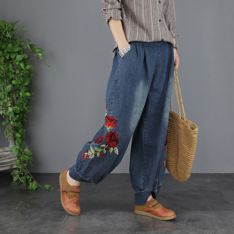 Elastic-waist Jeans Casual Straight From Ankle of the Vintage Broad-legged Brim Pants Feminine Size Lick, Blue
Elastic-waist Jeans Casual Straight From Ankle of the Vintage Broad-legged Brim Pants Feminine Size Lick, Blue