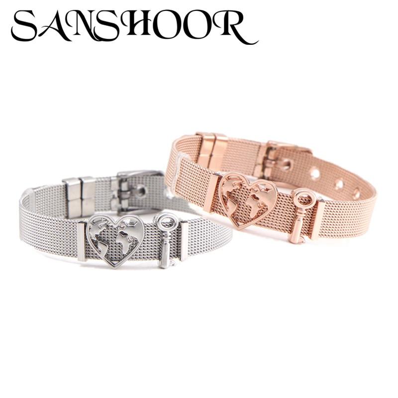 Dropshipping SANSHOOR Jewelry Key & Heart Slide Charms Fit 10mm Stainless Steel Mesh Bracelet Set as Valentine's Gift
Dropshipping SANSHOOR Jewelry Key & Heart Slide Charms Fit 10mm Stainless Steel Mesh Bracelet Set as Valentine's Gift
