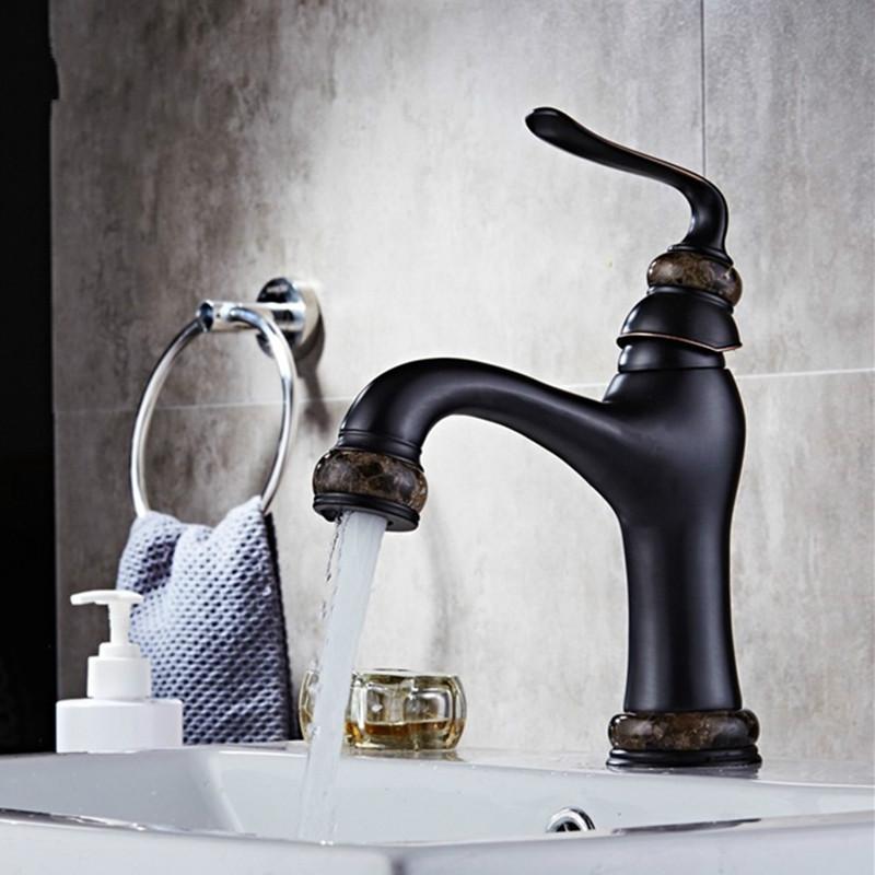 

Black Faucet Bathroom Brass Torneira Cozinha Jade Basin Faucet Single Handle Black Finish Basin Sink Mixers Taps