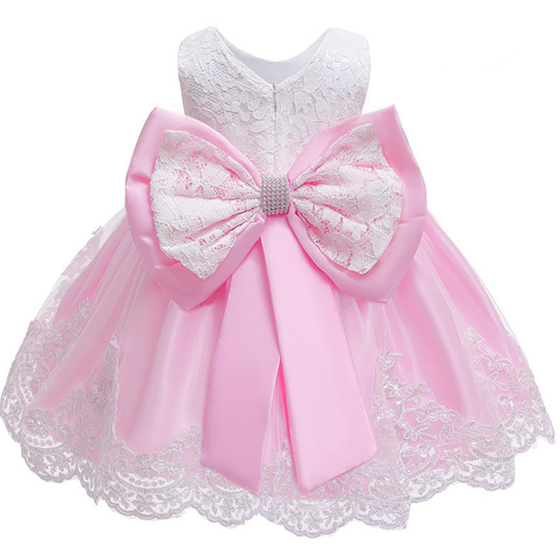 Lace Embroidery Formal Sleeveless Wedding Gown Tutu Princess Dress Flower Girls Children Clothing Kids Party For Girl Clothes 201204