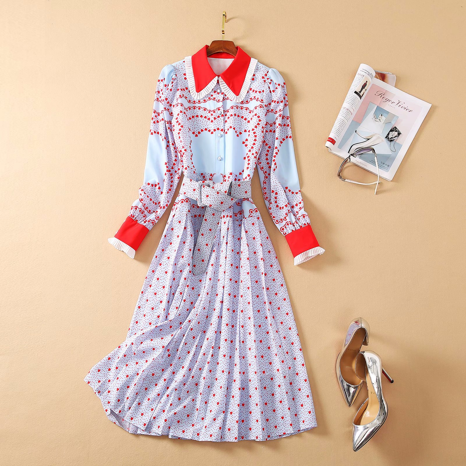 Christmas gift in vogue ins hot wholesale runway new hot Lapel neck Long sleeves Button Print new dresses, Multi
Christmas gift in vogue ins hot wholesale runway new hot Lapel neck Long sleeves Button Print new dresses, Multi