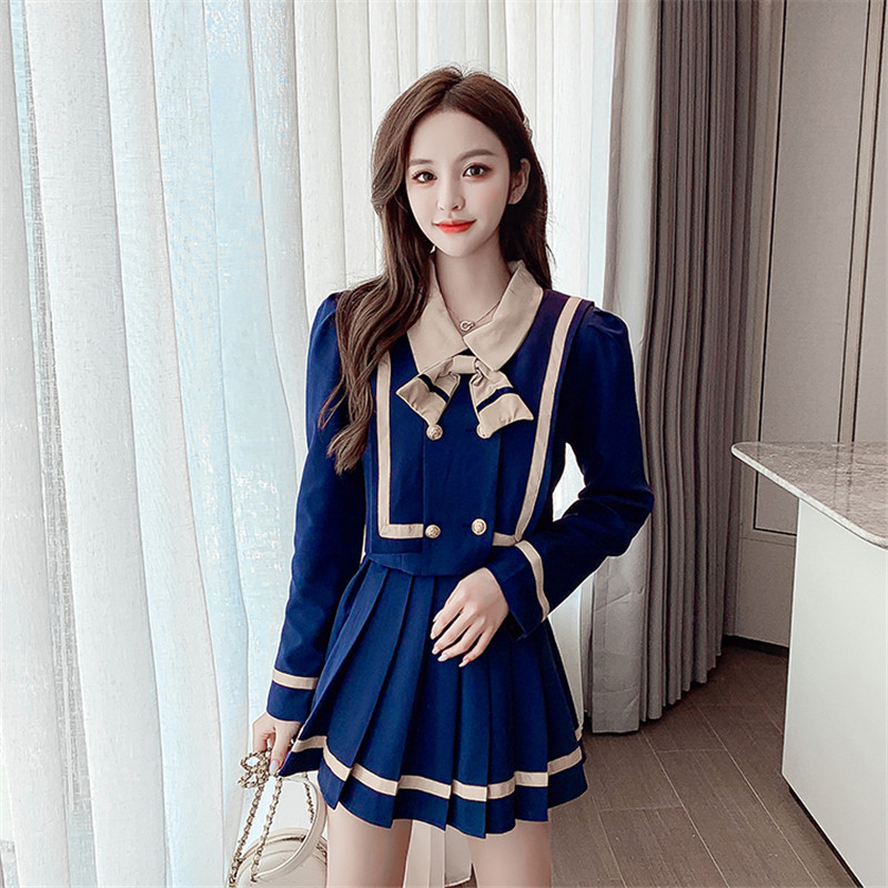 2021 Kawaii Female Autumn 2 Piece Define s Tops and New Sweet Skirt Plissada 2-piece Suit Preppy Style Matching Clothes J9W9, Blue
2021 Kawaii Female Autumn 2 Piece Define s Tops and New Sweet Skirt Plissada 2-piece Suit Preppy Style Matching Clothes J9W9, Blue
