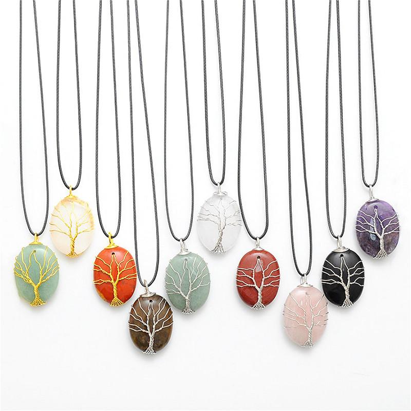 Real Raw Gem Natural Crystal Stone Tree of Life Oval Pendant Necklaces Women Statement Bohemian Jewelry Choker Necklace Chain
Real Raw Gem Natural Crystal Stone Tree of Life Oval Pendant Necklaces Women Statement Bohemian Jewelry Choker Necklace Chain