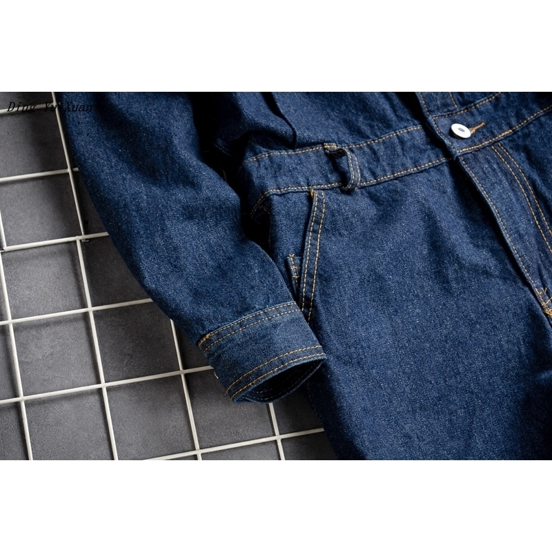 Men's One Piece Denim Bib Overalls With Jackets Long Sleeve Cargo Overalls Jeans Jumpsuits For Male Work Suit Stage Costumes 201111