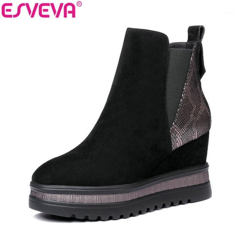 ESVEVA 2021 Women Boots Platform 3.5 Kid Suede Autumn Shoes Zipper Ankle Boots Short Plush Wedges High Heels Woman Shoes 34-421, Black
ESVEVA 2021 Women Boots Platform 3.5 Kid Suede Autumn Shoes Zipper Ankle Boots Short Plush Wedges High Heels Woman Shoes 34-421, Black