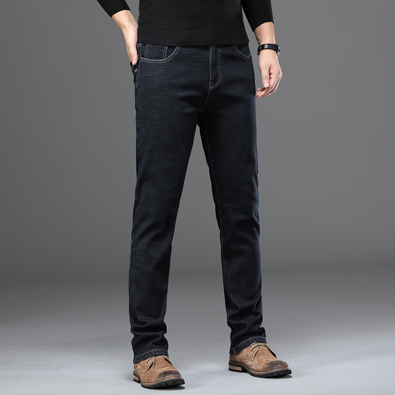 Large Size 42 44 46 Winter Men's Fashion Thickening Fleece Warm Jeans Slim Stretch High Quality Warm Jeans 201223