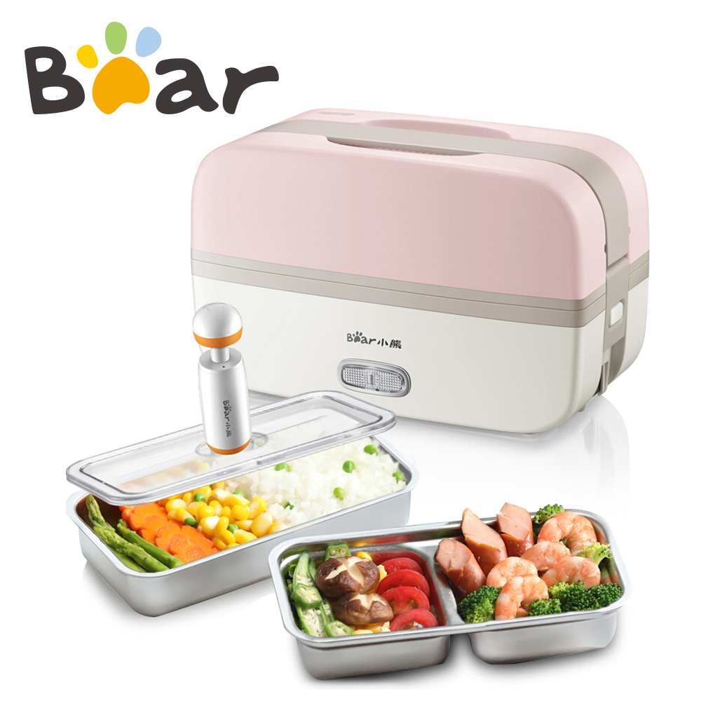 Bear Electric Heated Lunch Box Mini Rice Cooker Portable Heating Cooking Pot Multi Stainless Steel Inner Bento Box Food Warmer T200709