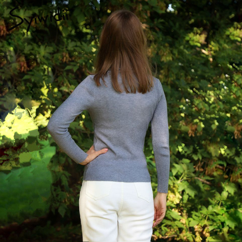 Hot Women Turtleneck Sweater Soft Striped Shirt Stretch Knit Pullovers Solid Casual Winter Autumn Fashion Ladies Korean Slim Top 201017