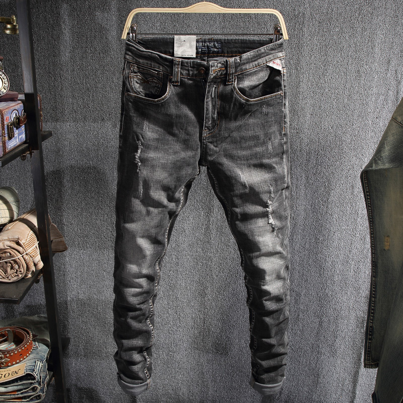 2021 New Italian Style Fashion Black Gray Elastic Ripped Men Retro Vintage Designer Denim Pants Streetwear Hip Hop Jeans Izdb
2021 New Italian Style Fashion Black Gray Elastic Ripped Men Retro Vintage Designer Denim Pants Streetwear Hip Hop Jeans Izdb