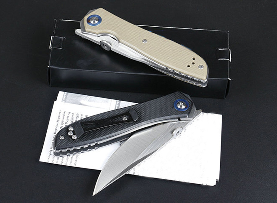 High Quality 0640 Ball Bearing Folding Knife 9Cr13Mov Satin Blade G10 + Steel Sheet Handle EDC Knives With Retail Box