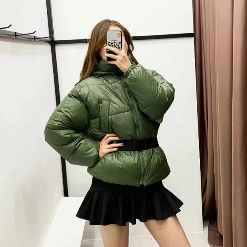 Vintage Chic Belt Waterproof Hooded Jacket Winter Fashion Women Parkas Elegant Ladies Pockets Thick Warm Cotton Padded Coat 201019