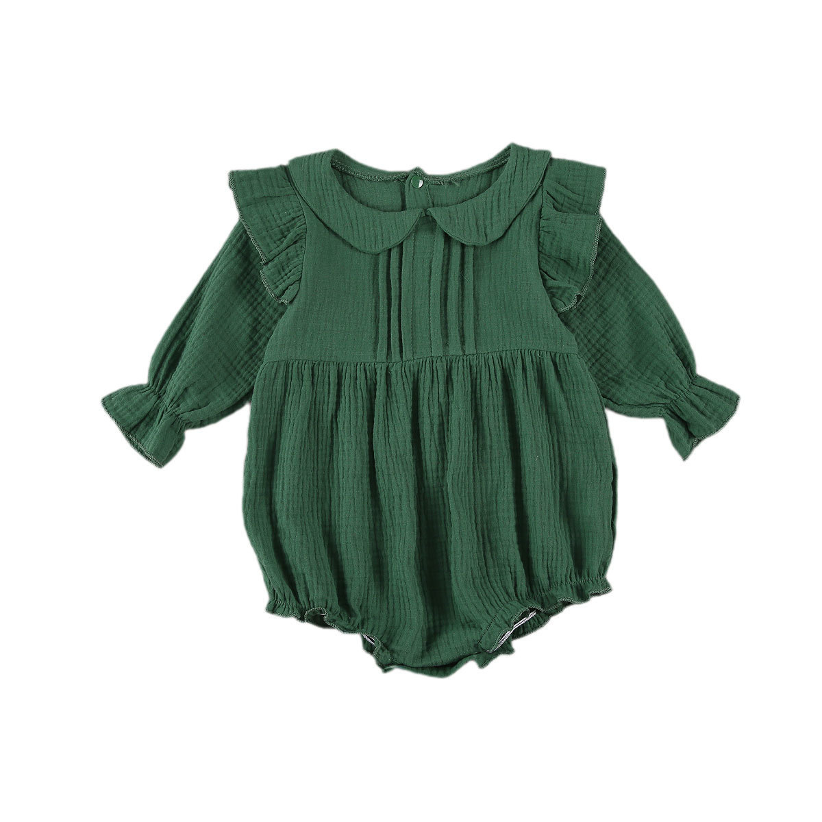 Newborn Baby Girls Romper Long Sleeve Lapel Collar with Buttons Bodusuit Spring Autumn Clothing 201027