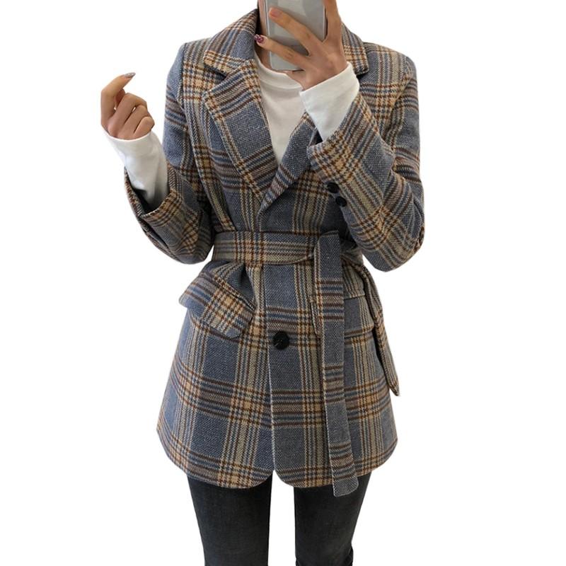 Spring Autum Single Button Plaid Blazer Women Fashion Elegant Female Full Sleeve Woolen Lace-up Suit Jackets High Quality LU1782, Blue
Spring Autum Single Button Plaid Blazer Women Fashion Elegant Female Full Sleeve Woolen Lace-up Suit Jackets High Quality LU1782, Blue