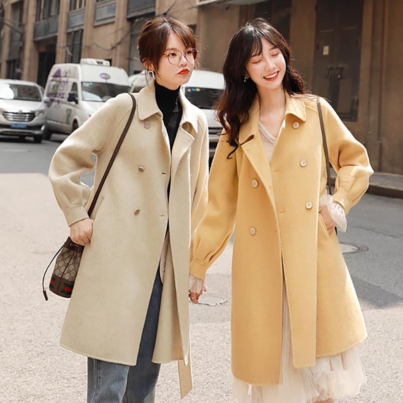 New Double Breasted Woolen Blended Coat Women Autumn Winter Solid Fashion Elegant Ladies Mid-Length Outerwear Abrigos Mujer Z801, Yellow
New Double Breasted Woolen Blended Coat Women Autumn Winter Solid Fashion Elegant Ladies Mid-Length Outerwear Abrigos Mujer Z801, Yellow