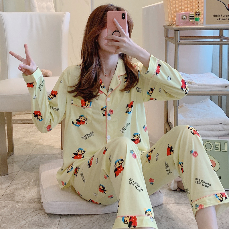 Women Pajamas Sets Lovely Wear Leisure Clothes Personality Autumn Long Sleeved Women Pajamas for Women Pyjamas Sets Nightwear Pj 201027