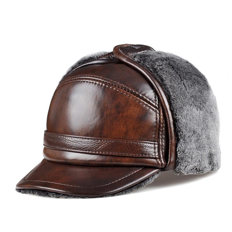 Male Winter Warm Ear Protection Bomber Hat Man Genuine Leather Faux Fur Inside Black/Brown Ultra Large Size 54-62cm Caps
Male Winter Warm Ear Protection Bomber Hat Man Genuine Leather Faux Fur Inside Black/Brown Ultra Large Size 54-62cm Caps