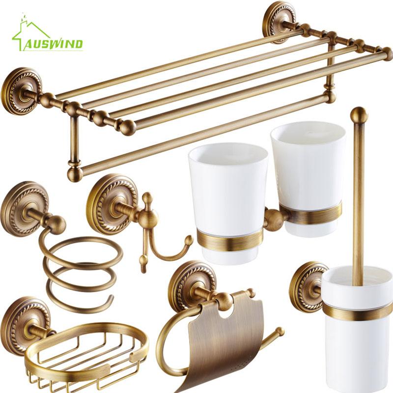 Antique Solid Brass Bathroom Accessories Set Carved Bronze Bathroom Hardware Set Brushed Brushed Wall Mounted Bath Decoration C5
Antique Solid Brass Bathroom Accessories Set Carved Bronze Bathroom Hardware Set Brushed Brushed Wall Mounted Bath Decoration C5