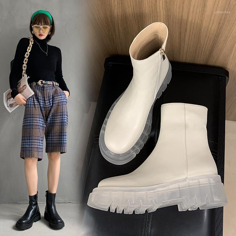 Boots Retro Wedged For Women Footwear Genuine Leather High Heels Pumps Winter Est Wedding Shoes Woman1, White