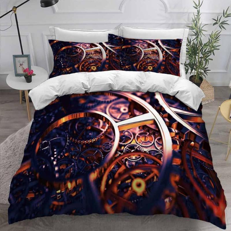 Clocks Time Printed Adults Bedroom Bedding Cover Set Soft Microfiber Quilt Cover Bedding 2/3 Pcs Set with Pillowcases, As picture 
Clocks Time Printed Adults Bedroom Bedding Cover Set Soft Microfiber Quilt Cover Bedding 2/3 Pcs Set with Pillowcases, As picture