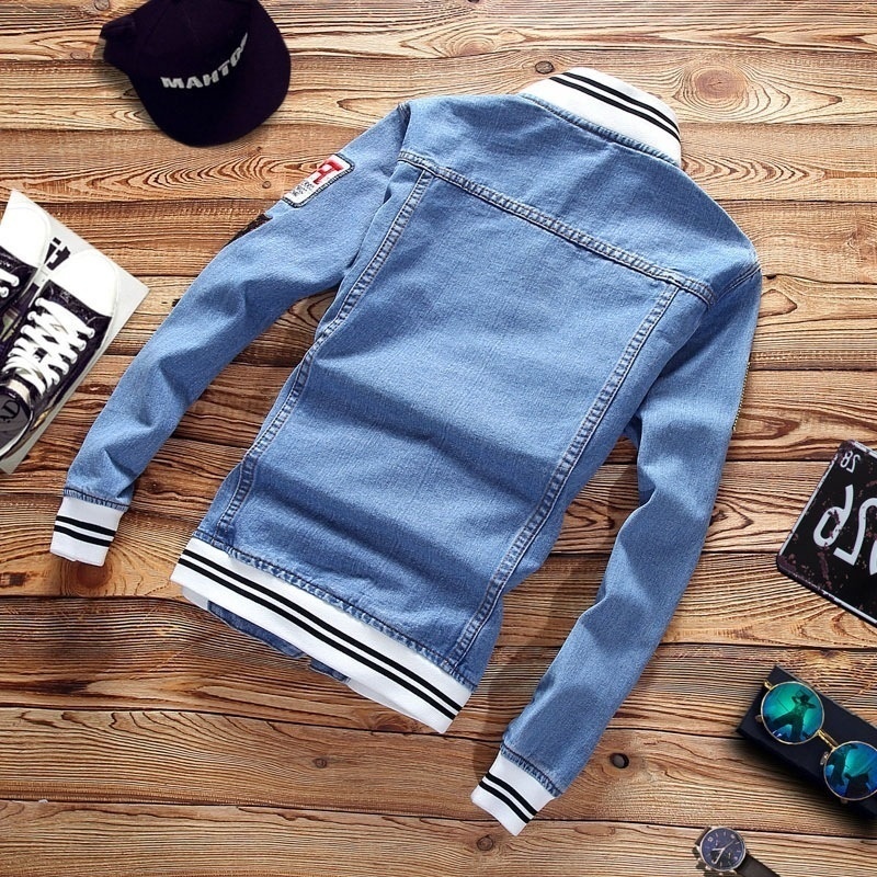 Mens Denim Jacket New Spring Casual Slim Fit Stand Collar Pilot Zipper Jackets Male Streetwear Men Loose Jean Fashion Coats 201119