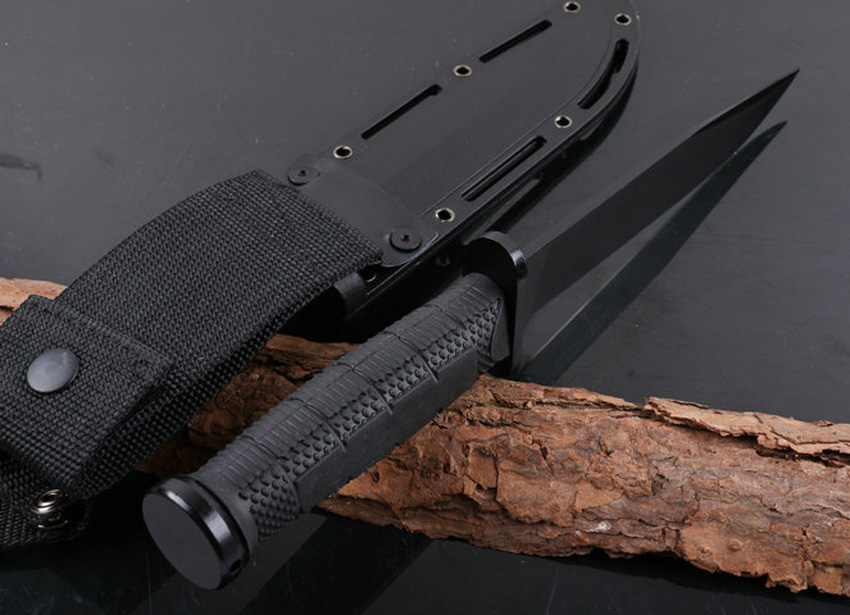 High Quality 9LSFD Fixed Blades Survival Straight Knife D2 Satin/Black Blade Glass Fiber Handle Hunting Knives With Kydex