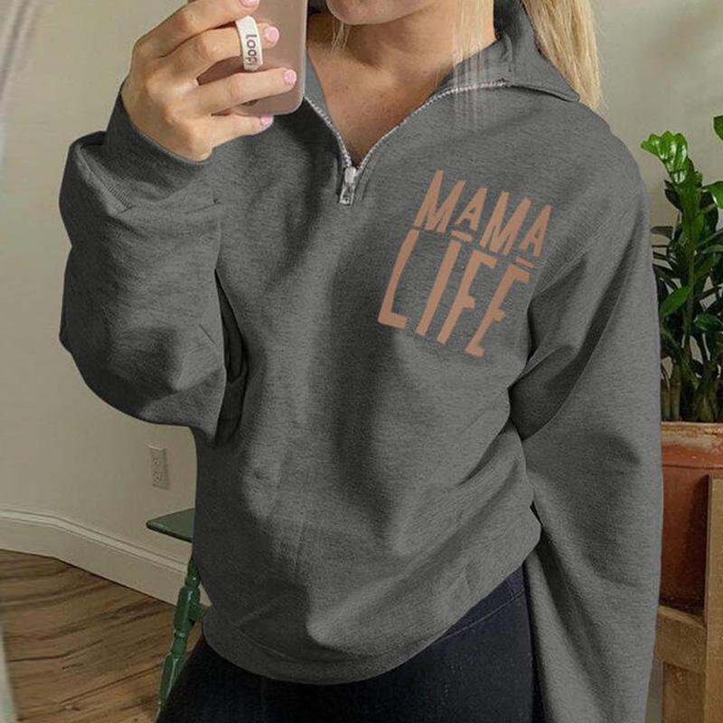 Women Zip Lapel Hoodie Sweatshirt New Autumn Winter Letter Print Pullovers Sweatshirt Tops Casual Long Sleeve Loose Sweatshirt 201211
