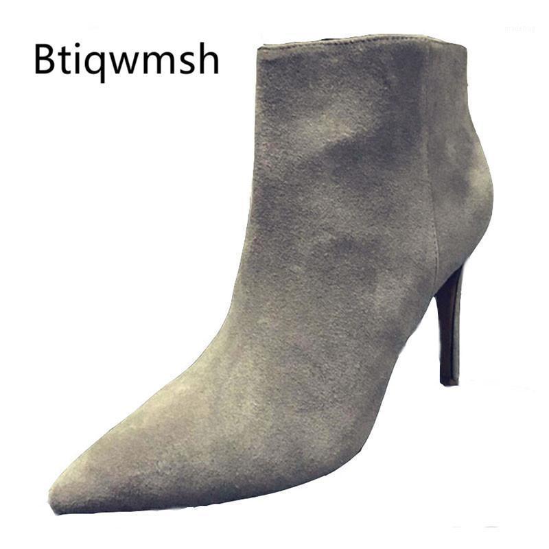 Gray Real Suede Ankle Boots Women Pointed Toe Side Zipper High Heel Boots Femme Fashion Short1, Black
Gray Real Suede Ankle Boots Women Pointed Toe Side Zipper High Heel Boots Femme Fashion Short1, Black