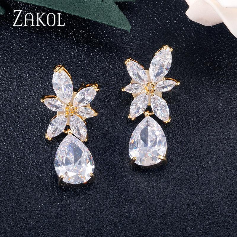 ZAKOL Fashion Leaf Zircon Drop Earrings for Women White Gold Color Crystal Wedding Earrings Bridal Jewelry Gift brinco FSEP23641
ZAKOL Fashion Leaf Zircon Drop Earrings for Women White Gold Color Crystal Wedding Earrings Bridal Jewelry Gift brinco FSEP23641