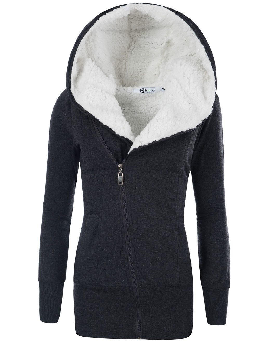 ZOGAA Women Coats Winter Lamb Cashmere Overcoat Lady Long Slim Zipper Hooded Cotton Parka Female Plus Size Warm Thick Clothes 201019