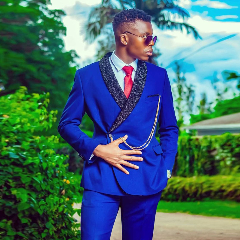 Royal Blue 2 Pieces Wedding Tuxedos Sequin Shawl Lapel Mens Suit Sets Slim Fit Groomsmen Wear Custom Made 0516