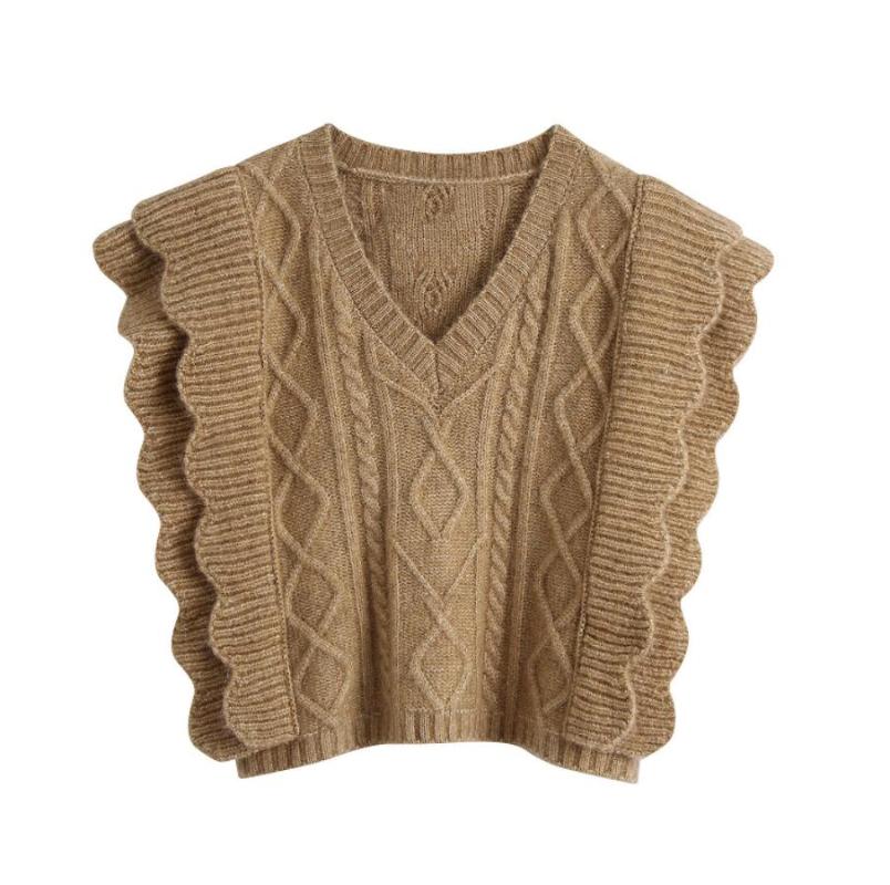 New Women Fashion V Neck Crochet Knitting Sweater Female Sleeveless Cascading Ruffle Casual Vest Chic Pullovers Tops, As picture
New Women Fashion V Neck Crochet Knitting Sweater Female Sleeveless Cascading Ruffle Casual Vest Chic Pullovers Tops, As picture