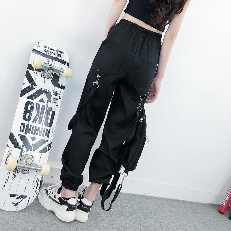 Joggers Women Cargo Pants Hip Hop Elastic High Waist Loose Streetwear Harem Pants Baggy Female Korean Fashion Trousers Patchwork 201106