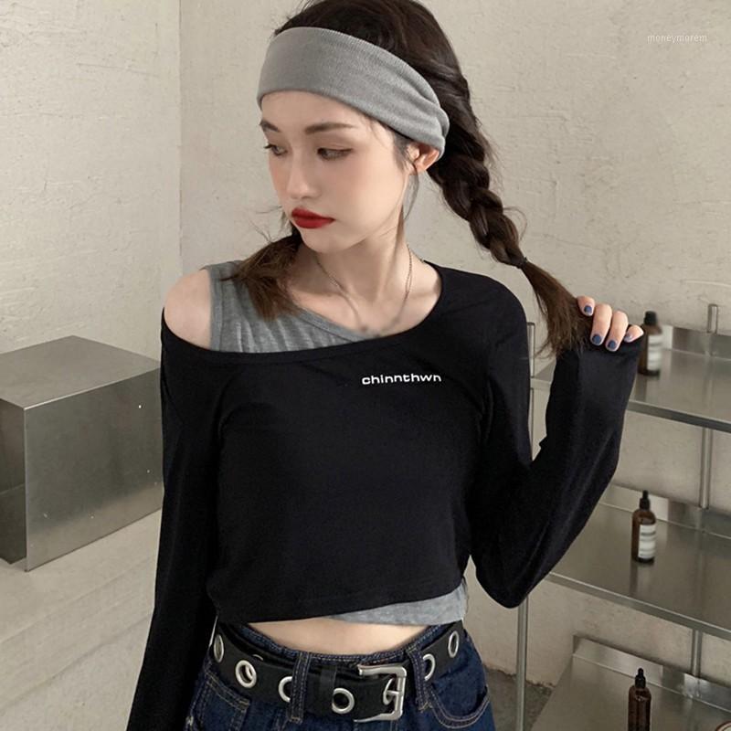 Fashion Chic Fake Two Long-sleeved T-shirts Women's Autumn Asymmetrical Collar Letter Print Slim Short T-shirt Top Women Clothes1, Gray
Fashion Chic Fake Two Long-sleeved T-shirts Women's Autumn Asymmetrical Collar Letter Print Slim Short T-shirt Top Women Clothes1, Gray