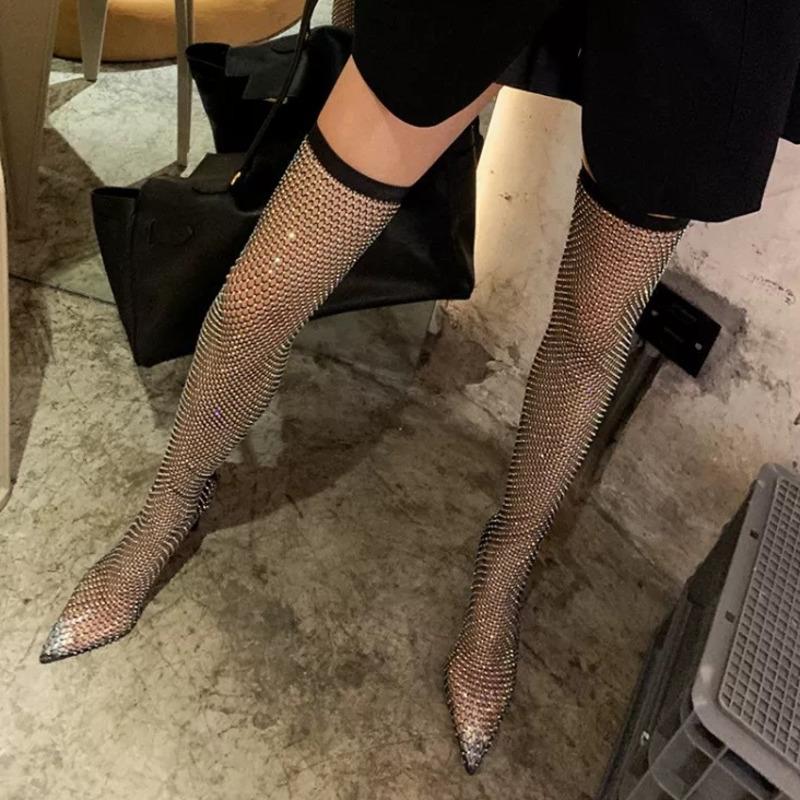 2021 New Women Shoes Long Sandals High Heel Over The Knee Diamond Mesh High Heels Shoes Thin Heel Back Zipper Rubber, Black
2021 New Women Shoes Long Sandals High Heel Over The Knee Diamond Mesh High Heels Shoes Thin Heel Back Zipper Rubber, Black