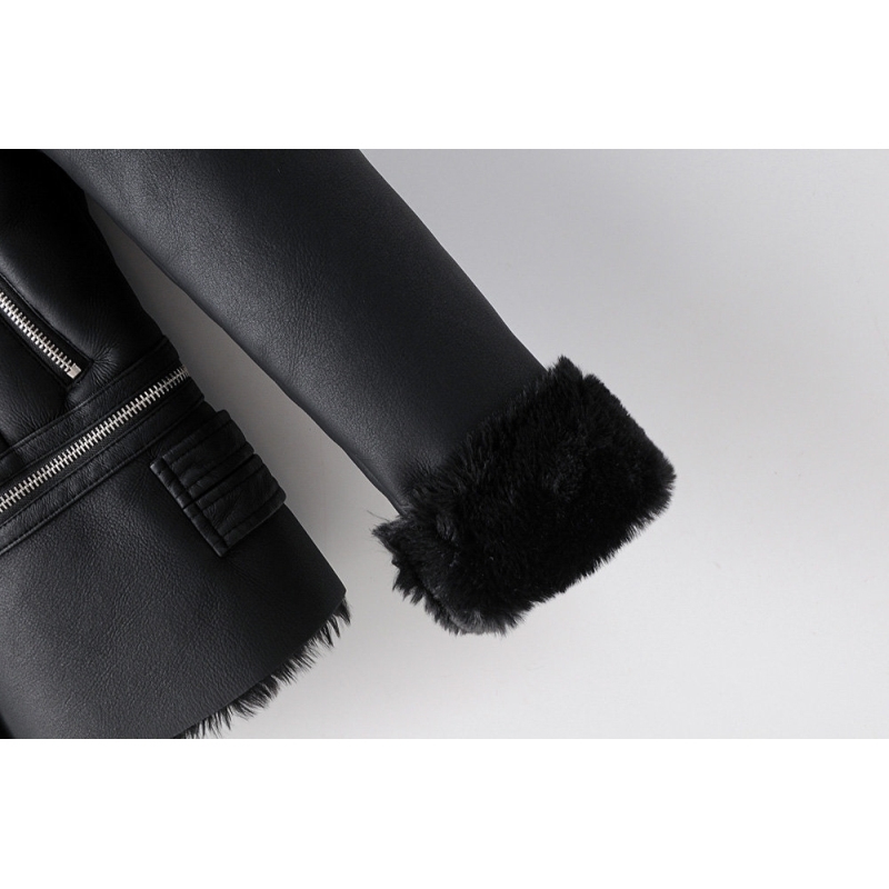 fashion ladies PU leather jacket winter women fashion fur collar jacket female faux leather coat moto style girls coats 201030