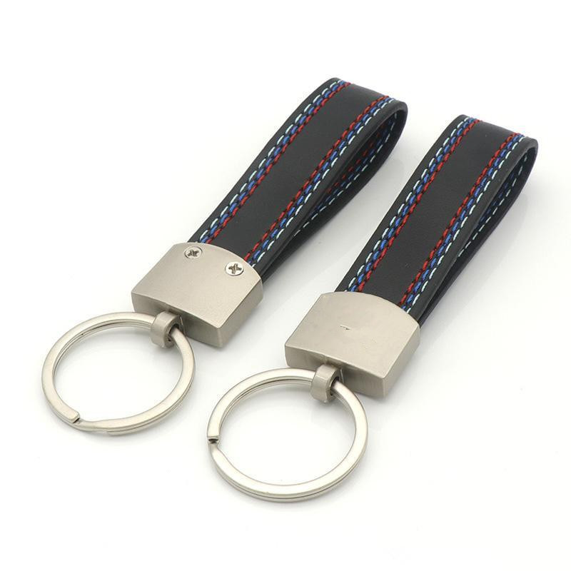 Fashoin Metal Leather Keyring Keychain Key Chain Belt Chrome For M Sport E46 E39 E60 F30 E90 F10 F30